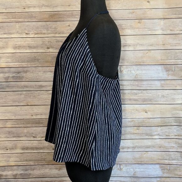 Socialite Navy Blue White striped T Strap Tank top large casual - Picture 5 of 6